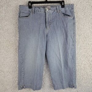 Vintage Y2K Railroad Hickory Stripe Faded Glory Stretch Capri Pants Missy Sz 16